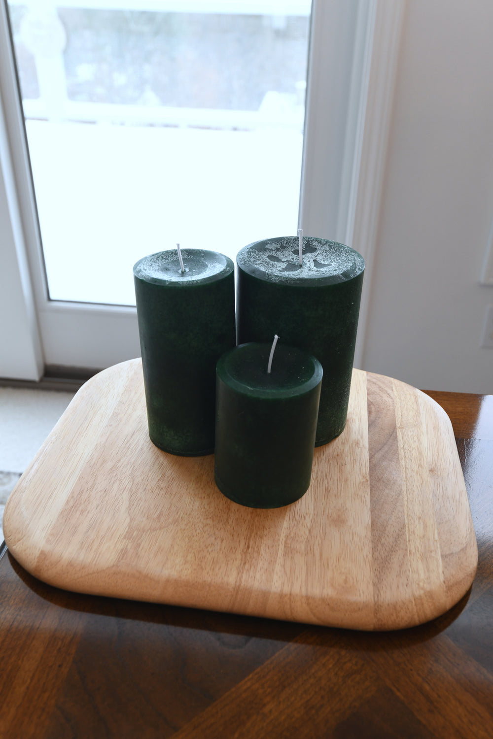 Mottled Pillar Candles - Blue Spruce