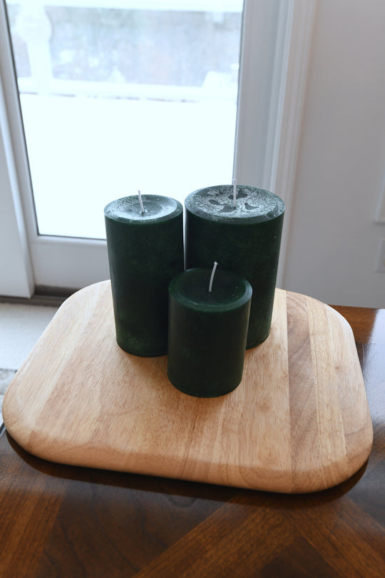 Mottled Pillar Candles - Blue Spruce