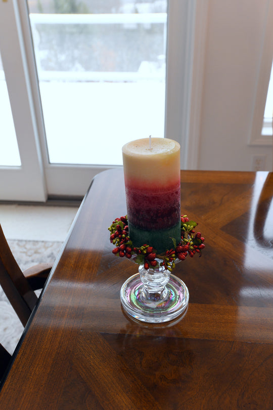 Mottled Layered Pillar Candles - 3x6 Christmas