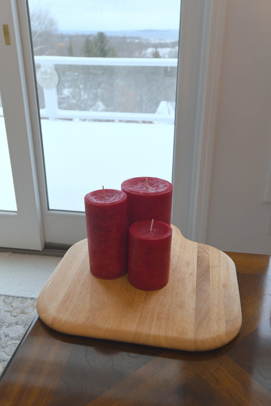 Mottled Pillar Candles - Holly Berry