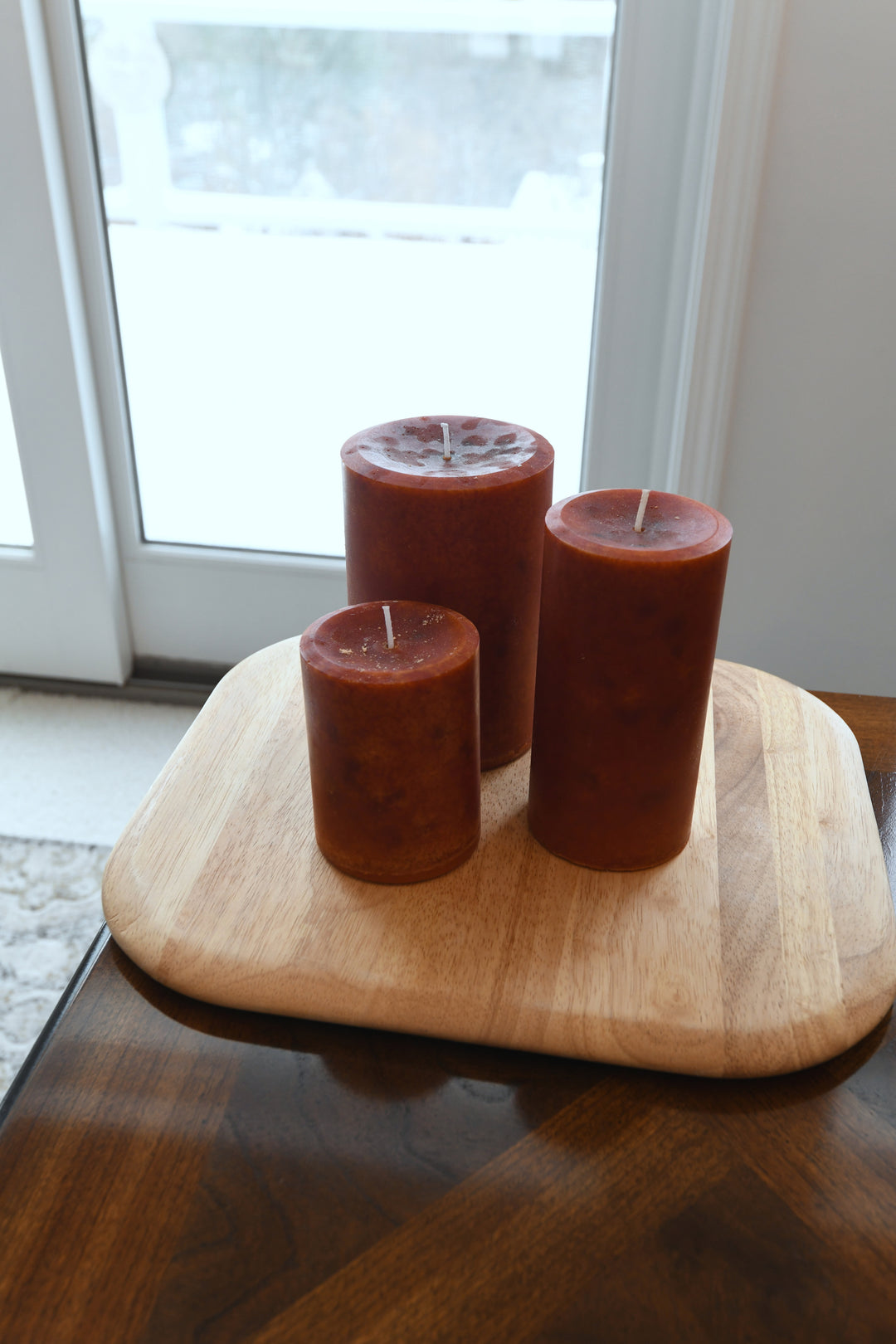 Mottled Pillar Candles - Spiced Pumpkin